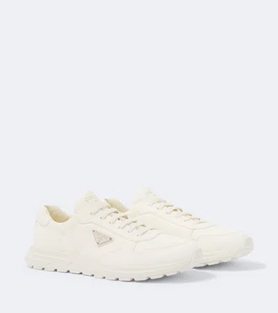 Prada Leather Prax 2.0 Low Top Sneakers In White