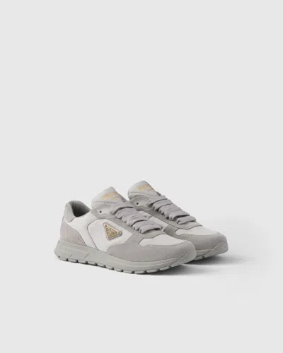 PRADA PRAX 2.0 RE-NYLON AND SUEDE SNEAKERS