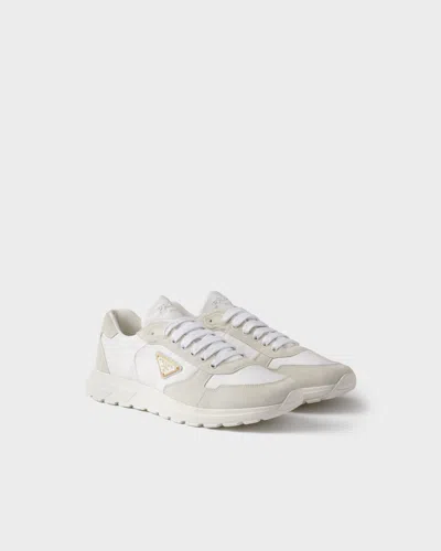 Prada Prax 2.0 Sneakers Mit Wildlederdetail In White