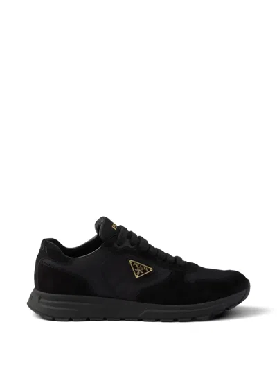 Prada Prax 2.0 Re-nylon And Suede Sneakers In Black