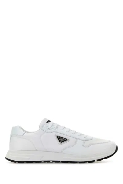 PRADA PRADA WHITE NYLON AND LEATHER PRAX 2.0 SNEAKERS