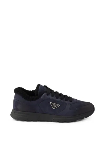 Prada Prax Winter Fur-lined Low-top Sneakers In Animal Print