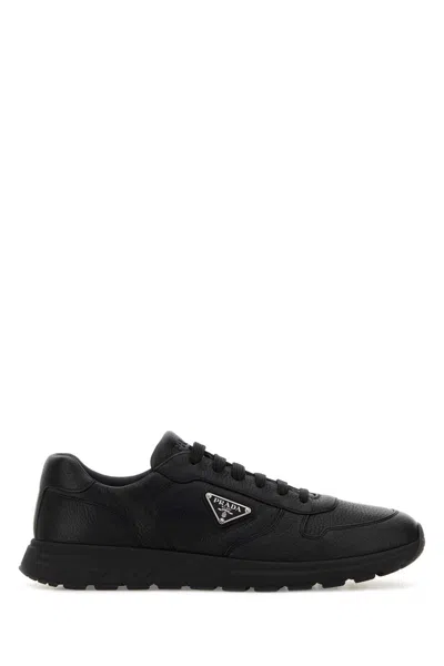 Prada Prax 2.0 Leather Sneakers In Black