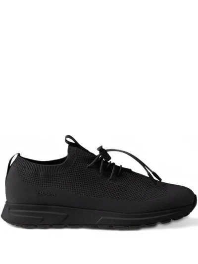 Prada Prax Elasticated-lace Logo Sneakers In Black