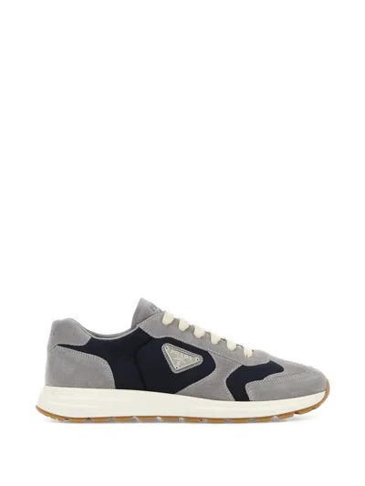 Prada Prax Grey Fabric Rubber Sneakers In Gray