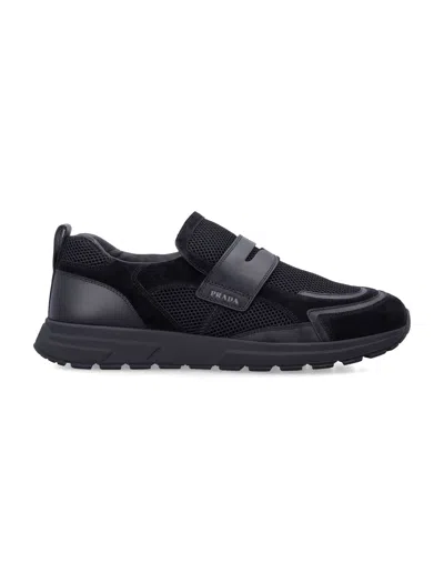 Prada Prax Mesh And Leather Loafers In Multi