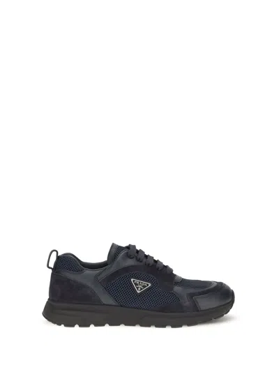 Prada Prax Leather And Fabric Sneakers In Animal Print