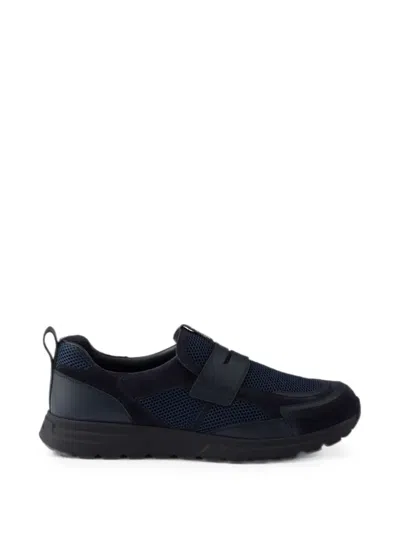 Prada Prax Mesh Fabric And Leather Loafers In Multi