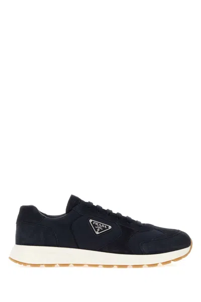 Prada Recycled Suede Leather Sneakers For Men In Multi