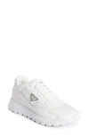 Prada Triangle-logo Lace-up Sneakers In White