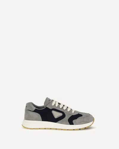 Prada Two-tone Suede And Re-nylon Prax Sneaker In Animal Print