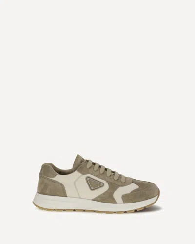 Prada Prax Sneakers In Suede And Re-nylon In Green