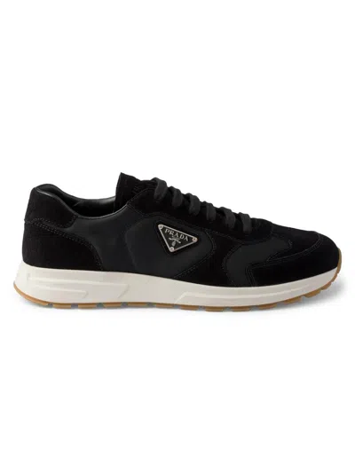 Prada Prax-sneaker Aus Wildleder Und Re-nylon In Black