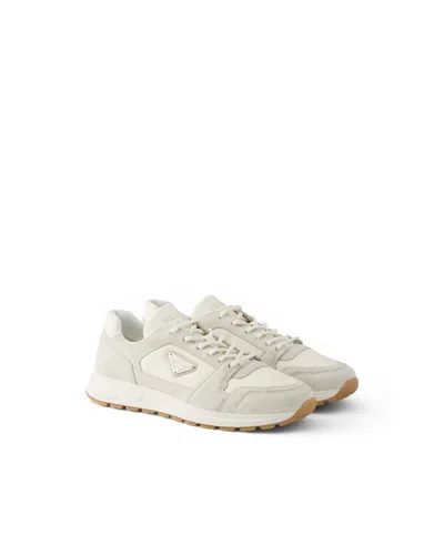 Prada Prax-sneaker Aus Wildleder Und Re-nylon In White