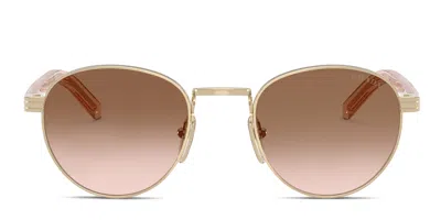 Prada Womens Prb52s Round-frame Metal Sunglasses Gold