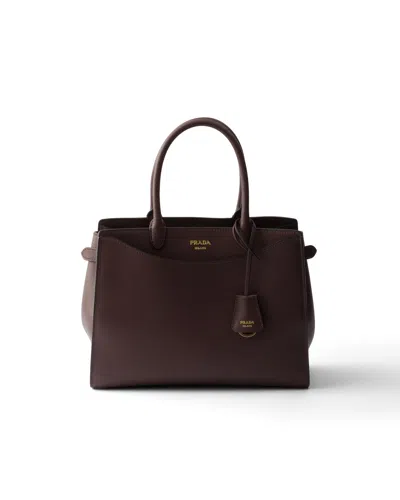Prada Prelude Large Leather Handbag In Briarwood
