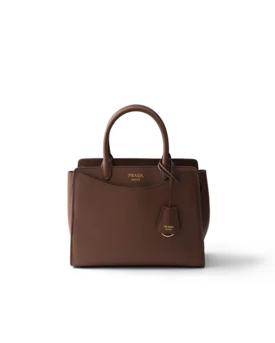 Prada Prelude Medium Leather Handbag In Brown