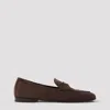 Prada Brown Logo Loafers In Brown