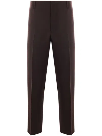 Prada Pressed-crease Straight Trousers In Brown