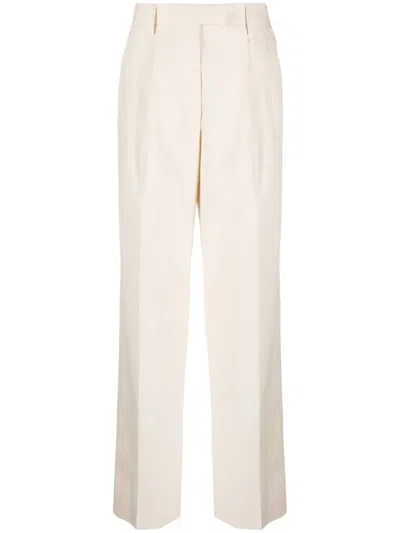 Prada Pressed-crease Tailored Trousers In Neutrals