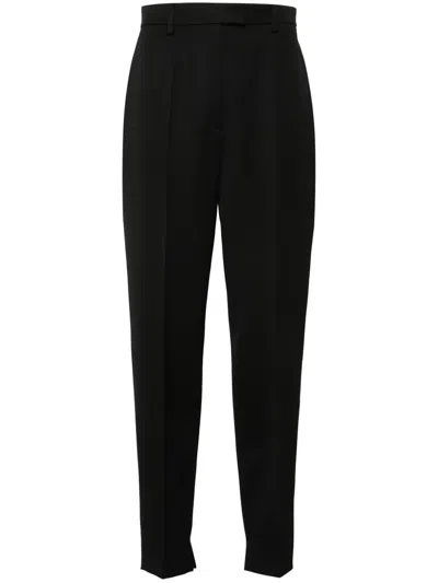 Prada Pressed-crease Tapered-leg Trousers In Luxurious Virgin Wool In Black