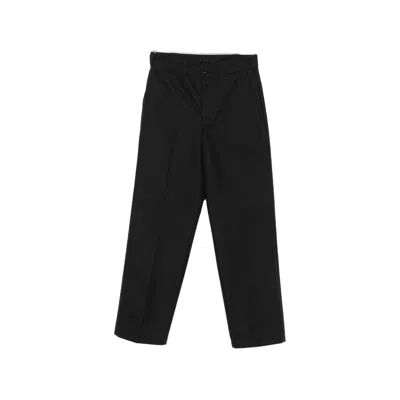 Prada Pressed-crease Logo-plaque Trousers In Black