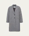 Prada Prince De Galles Plaid Wool Coat In Ardesia