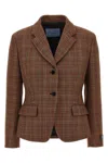 Prada Prince Of Wales Blazer Blazer And Suits Multicolor In Brown