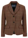 Prada Prince Of Wales Blazer Blazer And Suits Multicolor In Brown