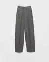 Prada Cotton-wool Prince Of Wales Tailored Trousers In Gray