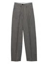 Prada Cotton-wool Prince Of Wales Tailored Trousers In Gray