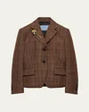 Prada Prince Of Wales Single-breasted Blazer In F0011 Rosso
