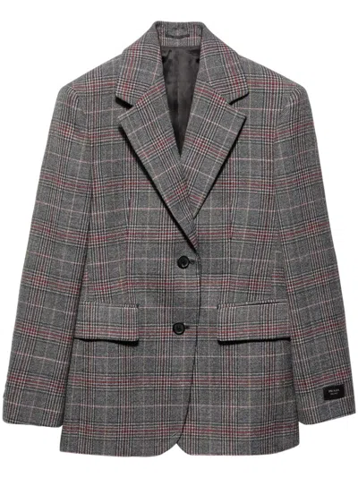 PRADA PRINCE OF WALES CHECKED WOOL BLAZER