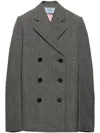 Prada Womens Grey Double-breasted Prince Of Wales Checked Cotton Jacket In Grey
