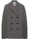 Prada Womens Grey Double-breasted Prince Of Wales Checked Cotton Jacket In Grey