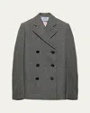 Prada Womens Grey Double-breasted Prince Of Wales Checked Cotton Jacket In F0bp9 Ardesia Alabastro