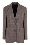 Prada Prince Of Wales Checked Jacket In Blue