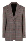 Prada Prince Of Wales Checked Jacket In Multicolor