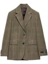 Prada Single-breasted Prince Of Wales Checked Jacket In Green