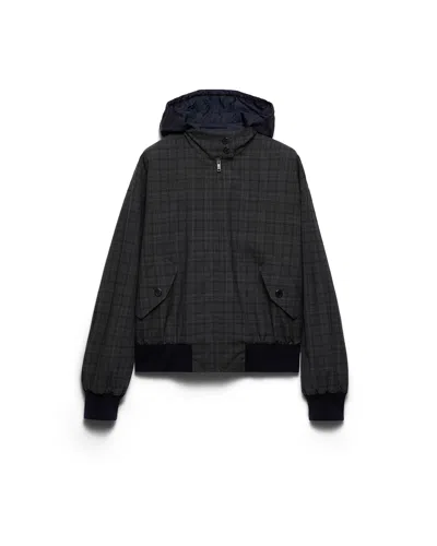 Prada Prince Of Wales Checked Wool Jacket In Black