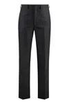 Prada Prince Of Wales Checked Wool Trousers In Grey