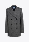 Prada Double-breasted Jacket In Prince Of Wales Women In Gray