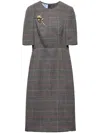 Prada Prince-of-wales Midi Dress In Grey