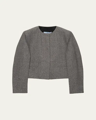 PRADA PRINCE OF WALES MOULINE BOXY CROP JACKET