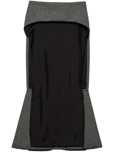 Prada Prince-of-wales Pattern Skirt In F0480 Grey