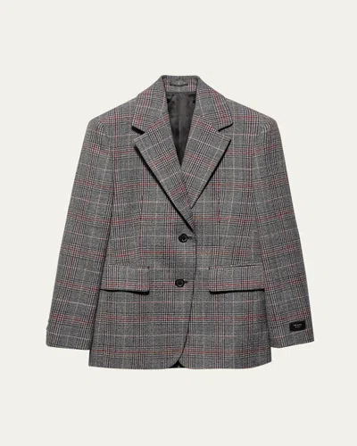 PRADA PRINCE OF WALES WOOL BLAZER