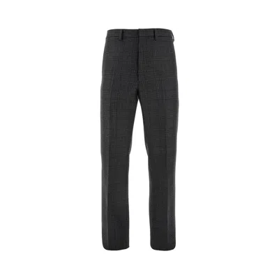 Prada Prince Of Wales Wool Pants In Black