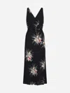 Prada Women Orchid Print Midi Dress In Black