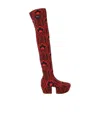 Prada Jaquard Embroidered Boots In Red