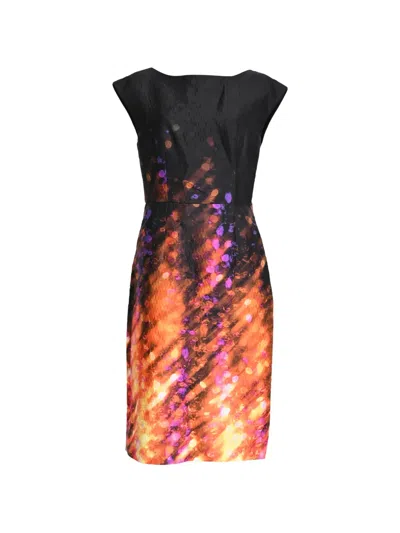 Pre-owned Prada Printed Bow-detail Midi Dress In Black